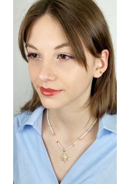 Güneş Figürlü, İp Kolye 423, Altın Renk modelleri