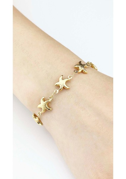 Bileklik, Kararmayan Paslanmaz Çelik, Deniz Yıldızı Detaylı, Altın Renk, Model502