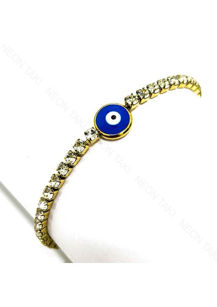 Tek Nazarlı, Zirkon Taş, Paslanmaz Çelik Zincir Bileklik 385, Altın Renk modelleri