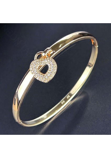 Zirkon Taşlı, Kalp Sallantılı, Altın Kaplama Çelik Bileklik 154, Pembe Renk modelleri