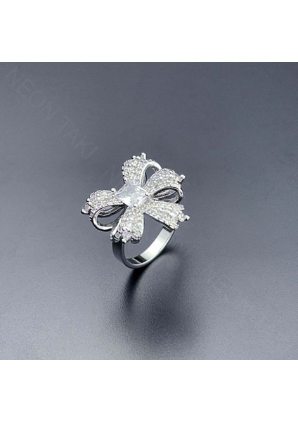 Zirkon Taşlı Kurdela Paslanmaz Çelik Yüzük 144, Kasa Gümüş Renk Ayarlanabilir modelleri