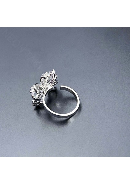 Zirkon Taşlı Kurdela Paslanmaz Çelik Yüzük 144, Kasa Gümüş Renk Ayarlanabilir indirimleri