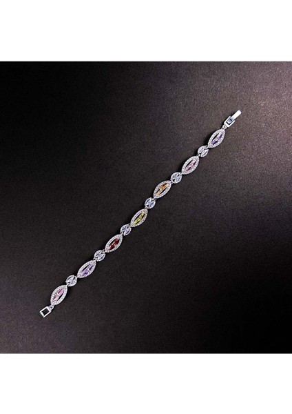 Renkli Zirkon Taşlı, Zincir Bileklik 142, Gümüş Renk modelleri