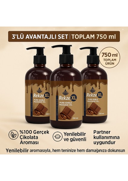 3’lü Masaj Yağı Seti – 250 ml X 3 Çikolata Aromalı Büyük Boy Vücut Bakım Yağı fırsatları