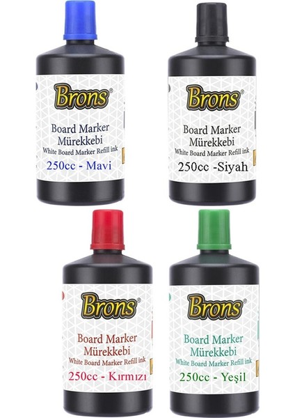 Mavi Siyah Kırmızı Yeşil Yazı Tahta Kalem Mürekkebi 250ML 1 Adet Brons Tahta Kalemi Mürekkebi Kolay Silinebilir 250GR