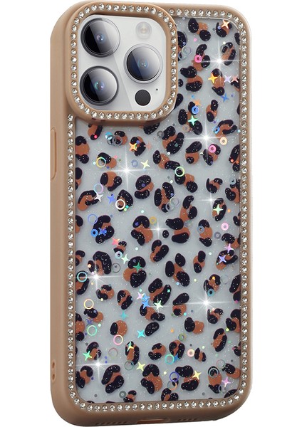 iPhone 14 Pro Kılıf Taşlı ve Simli Tasarım Frm Azra Kapak - Siyah modelleri