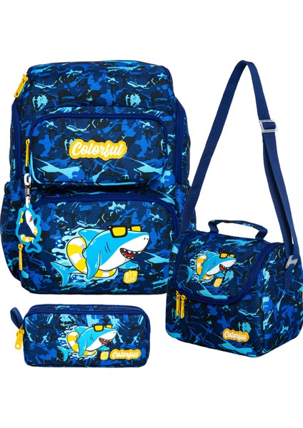 Maxim Shark 3'lü Okul Seti - Ilkokul Çantası & Termal Beslenme & Kalemlik