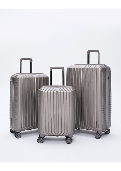 Polipropilen 3'lü Kırılmaz Valiz Seti Gri