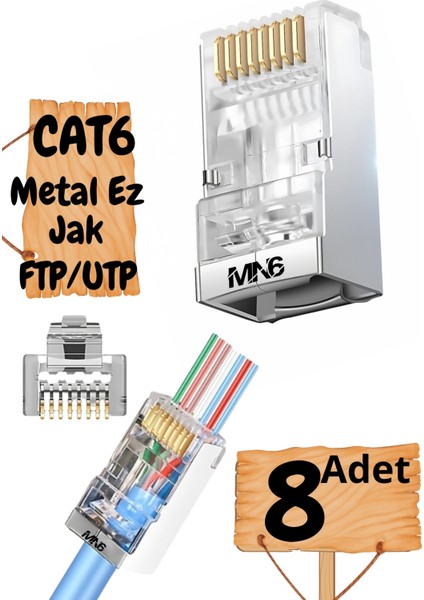 M117XF Cat6 Jack/8 Adet-Metal Ez/yeni Nesil RJ45 Cat6-8p/8c Açık Uçlu/cat6 Konnektör