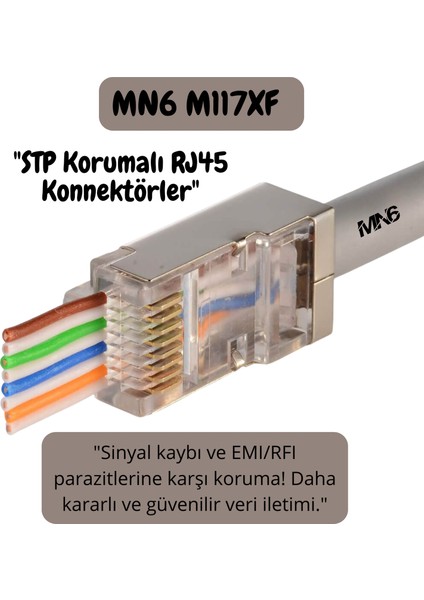 M117XF Cat6 Jack/8 Adet-Metal Ez/yeni Nesil RJ45 Cat6-8p/8c Açık Uçlu/cat6 Konnektör