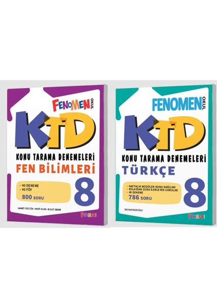 Fenomen Okul 2025 8. Sınıf Lgs Fen Bilimleri + Türkçe Konu Tarama Denemeleri Seti 2 Kitap