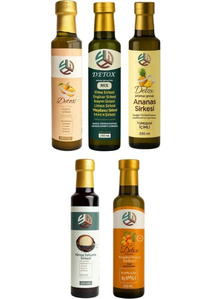 5li Lezzet Doğal Detox Sirkeleri 250 ml X5 Adet