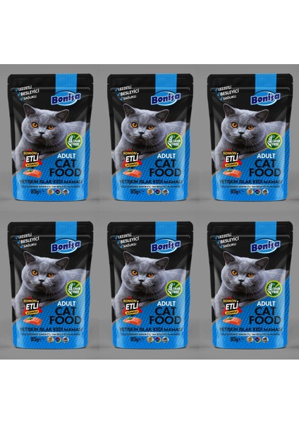 6x85gr Somon Etli Yetişkin Islak Kedi Maması