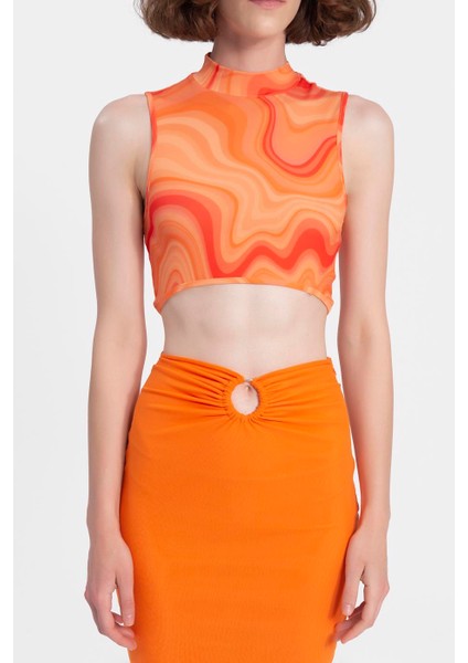 Kadın Renk Geçişli Kolsuz Crop Bluz modelleri