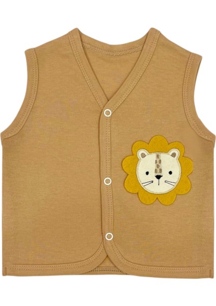 Aslanlı Erkek Yelek Bej