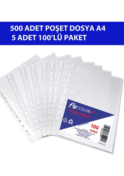 A4 Poşet Dosya 500 Adet ( 100 Lü 5 Paket)