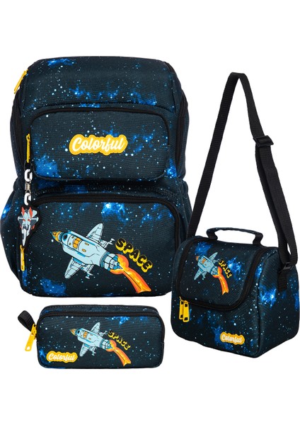 Maxim Space 3'lü Okul Seti - Ilkokul Çantası & Termal Beslenme & Kalemlik