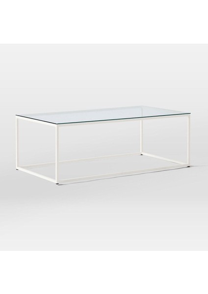 Stream Metal Orta Sehpa Beyaz Ayak Şeffaf Cam Tabla fiyatları