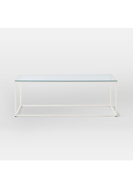 Stream Metal Orta Sehpa Beyaz Ayak Şeffaf Cam Tabla modelleri