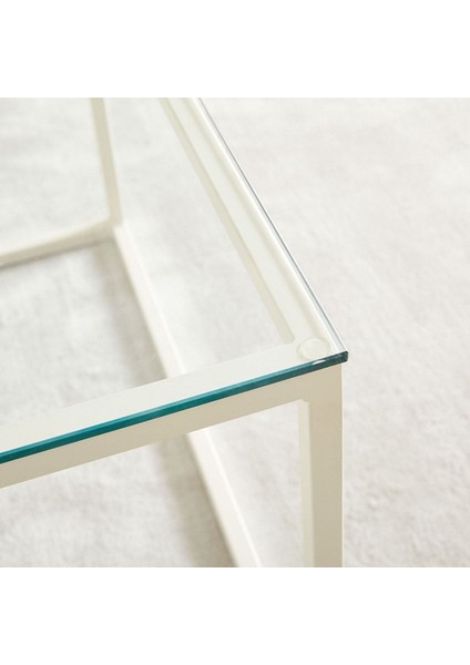 Stream Metal Orta Sehpa Beyaz Ayak Şeffaf Cam Tabla fırsatları