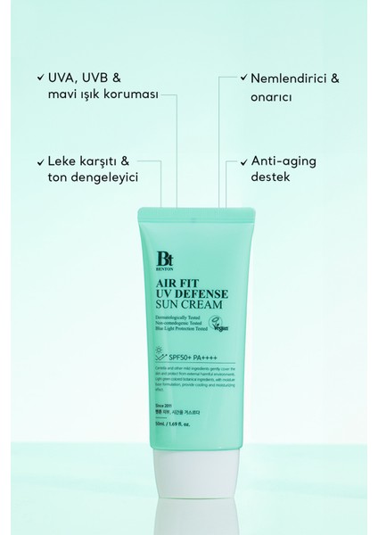Air Fit UV Defense Sun Cream SPF50+ PA++++ 50ml Vegan Cica Güneş Kremi modelleri