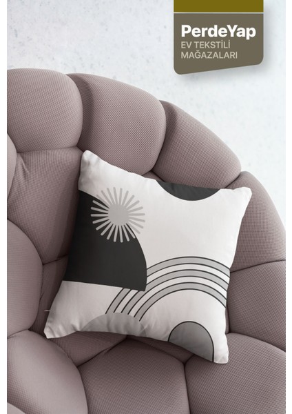 Modern Monokrom Geometrik Desenli 4lü Dijital Baskılı Kırlent Kılıfı 43 x 43 cm Siyah-Gri fiyatları