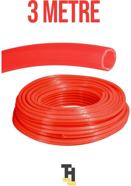 1/2 Silikonlu Dayanıklı Bahçe Hortumu (3 Metre) Kırmızı