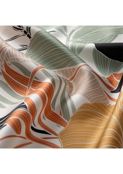 Krem Siyah Tropik Kanvas Tivil Ipek Eşarp fiyatları