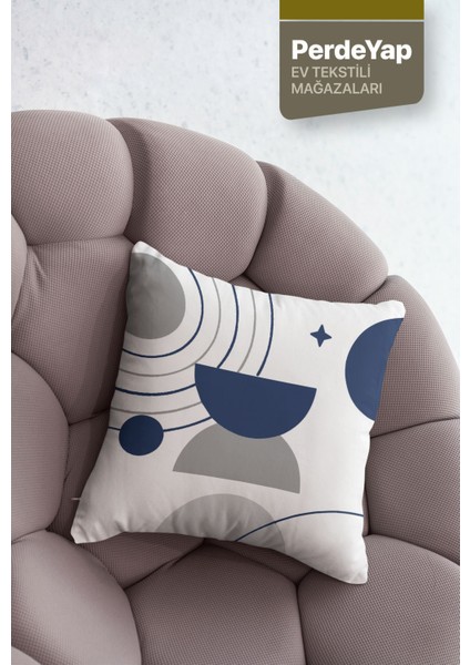Modern Lacivert Gri Geometrik Desenli 4’lü Dijital Baskılı Kadife Kırlent Kılıfı 43X43 cm fiyatları