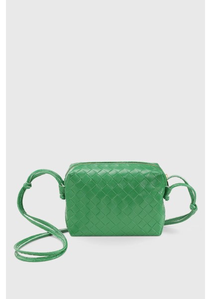 Yeşil Örgü Detaylı Çapraz Askılı El Ve Omuz Çanta 260