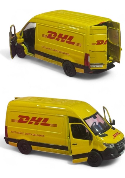 Çek Bırak Diecast Model Araba 10 cm - Mercedes Sprinter Kargo Arabası Dhl Metal Açılabilir Kapılı fiyatları