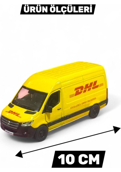 Çek Bırak Diecast Model Araba 10 cm - Mercedes Sprinter Kargo Arabası Dhl Metal Açılabilir Kapılı modelleri