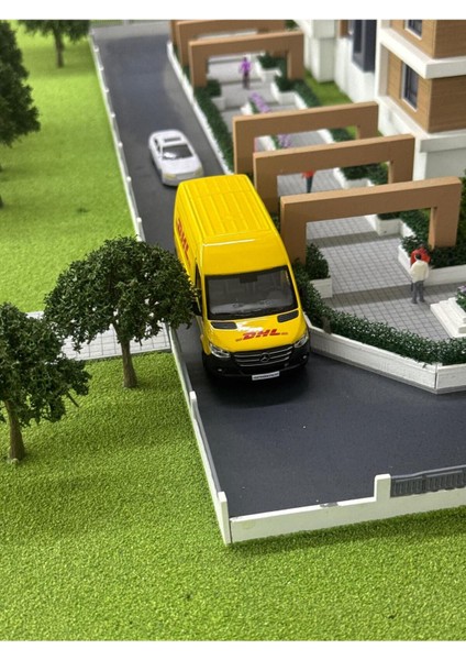 Çek Bırak Diecast Model Araba 10 cm - Mercedes Sprinter Kargo Arabası Dhl Metal Açılabilir Kapılı fırsatları