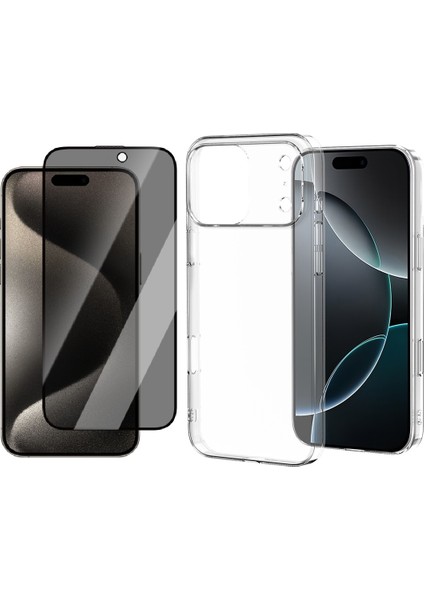 iPhone 17 Pro Kılıf Sararma Yapmayan Sert Pc Zore Droga Kapak + Hayalet Ekran Koruyucu