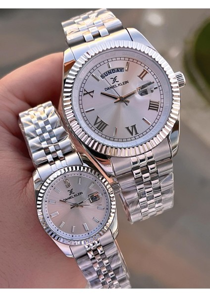 Bay ve Bayan Çelik Kordon Çiftlere Özel 3 Atm Suya Dayanıklı Cift Saati CF.PK.12994.P3