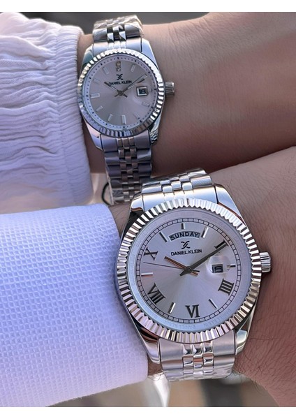 Bay ve Bayan Çelik Kordon Çiftlere Özel 3 Atm Suya Dayanıklı Cift Saati CF.PK.12994.P3 indirimleri