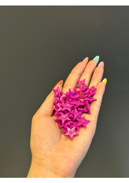 39 Adet 1 cm Pembe Delikli Yıldız Boncuk Set