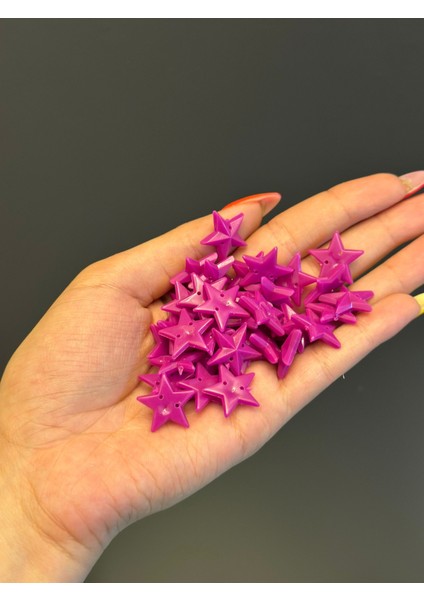 39 Adet 1 cm Pembe Delikli Yıldız Boncuk Set modelleri
