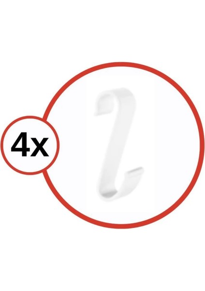 Beyaz 4 Adet Havlupan Duşakabin Askısı, Petek Banyo Mutfak Kancalı Havlu Bornoz Askısı 4’lü Set