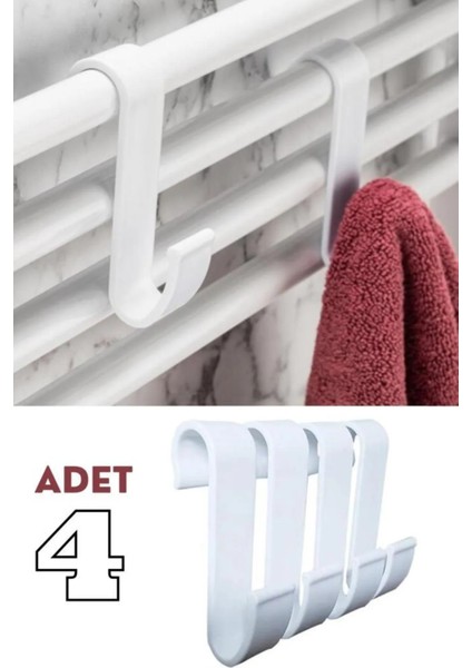 Beyaz 4 Adet Havlupan Duşakabin Askısı, Petek Banyo Mutfak Kancalı Havlu Bornoz Askısı 4’lü Set modelleri
