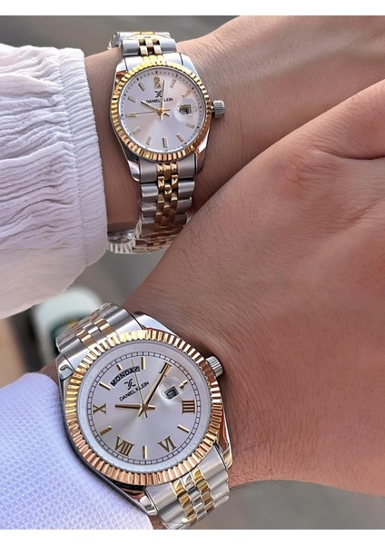 Bay ve Bayan Çelik Kordon Çiftlere Özel 3 Atm Suya Dayanıklı Cift Saati CF.PK.12994.P1 indirimleri