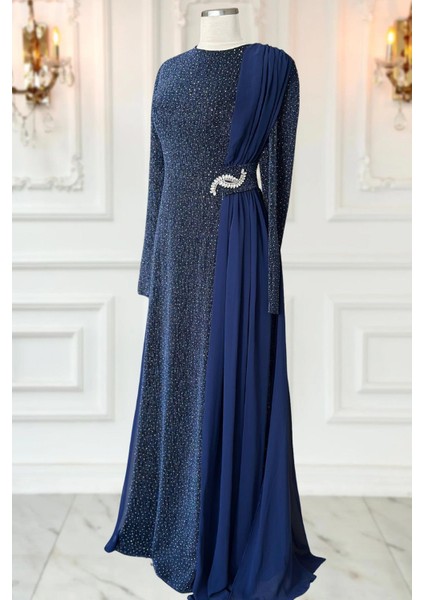 Nil Abiye Elbise Indigo