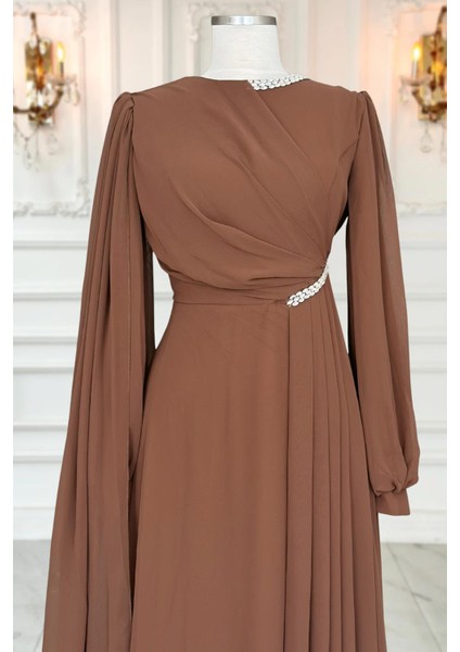 Feza Abiye Elbise Kahverengi fiyatları