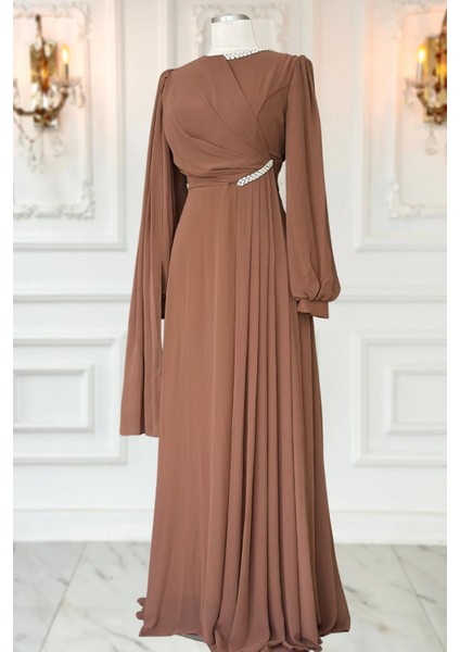 Feza Abiye Elbise Kahverengi modelleri
