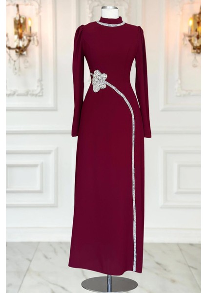 Zühre Tesettür Abiye Bordo