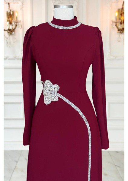 Zühre Tesettür Abiye Bordo modelleri