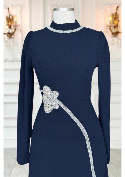 Zühre Tesettür Abiye Lacivert modelleri