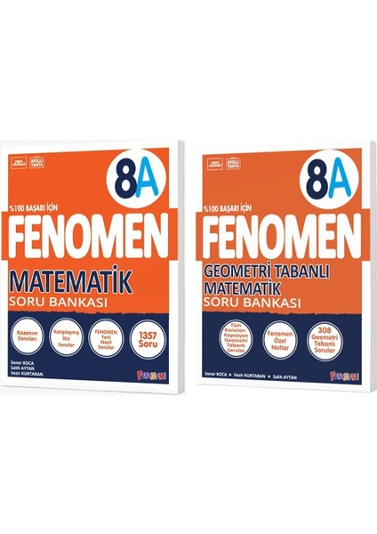 Fenomen Okul 2025 8. Sınıf Matematik + Geometri Tabanlı A Serisi Soru Bankası Seti 2 Kitap