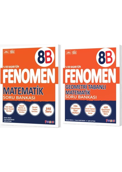 Fenomen Okul 2025 8. Sınıf Matematik + Geometri Tabanlı B Serisi Soru Bankası Seti 2 Kitap