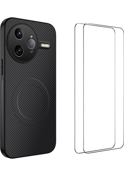 Xiaomi Poco F7 Ultra 5g Manyetik Kılıf Karbon Fiber Doku Pc Tpu Telefon Kılıfı 2 Adet Ekran Filmi ile (Yurt Dışından)